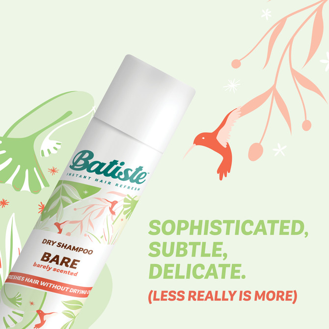 Batiste Bare Dry Shampoo | Light Fragrance | Instant Hair Refresh | 200 mL