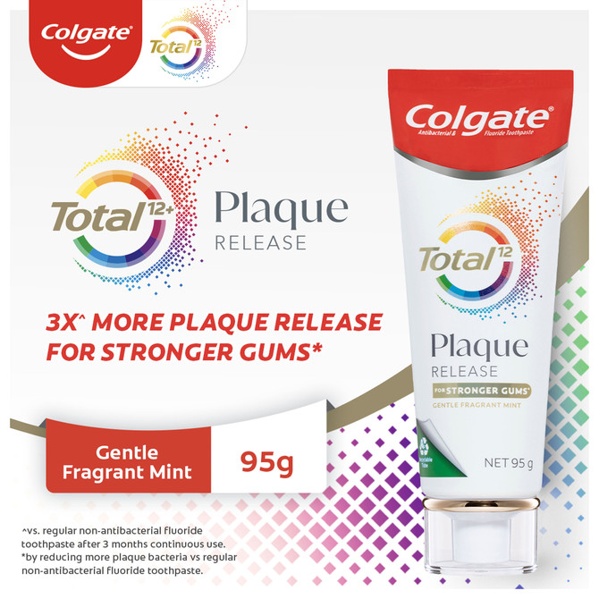 Colgate Total Plaque Release Toothpaste, 95g, Gentle Fragrant Mint, For Stronger Gums