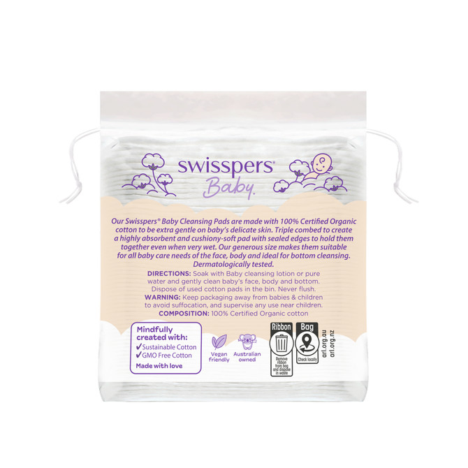 Swisspers Baby Organic Cotton Cleansing Pads 40 Pack