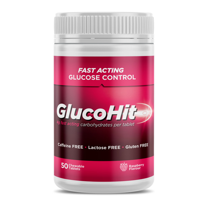 GlucoHit Glucose Chewable Tablets - Raspberry 50