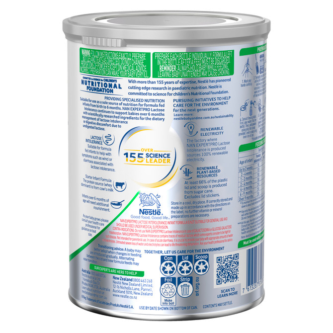 Nestle NAN EXPERTpro Lactose Intolerance Baby Formula From 0-12 Months 400g
