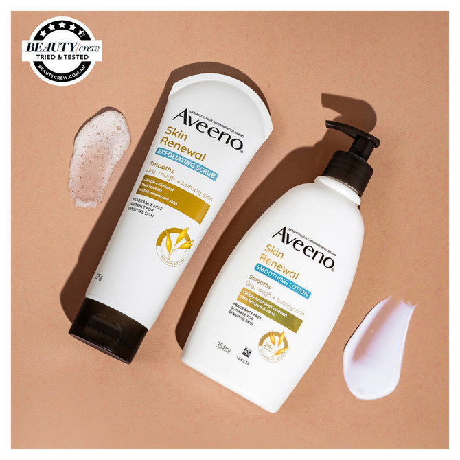Aveeno Skin Renewal Smoothing Fragrance Free Body Lotion 24-Hour Hydration Dry Rough Bumpy Sensitive Skin Natural PHA 354mL