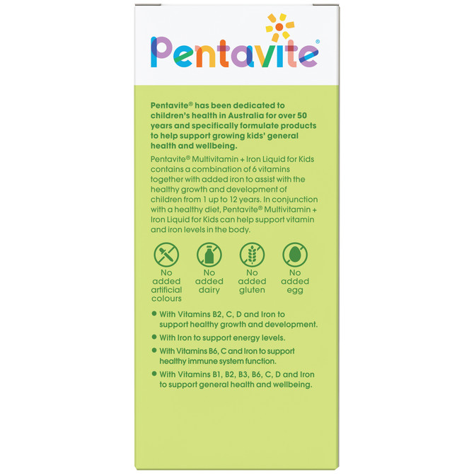 Pentavite Multivitamin + Iron Liquid for Kids 200mL