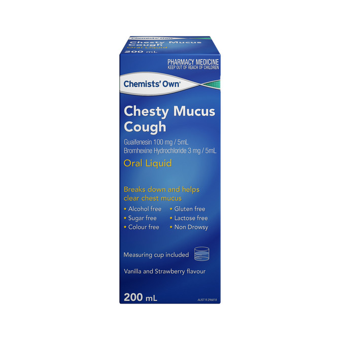 Chemists Own Chesty Mucus Cough Liquid 200mL