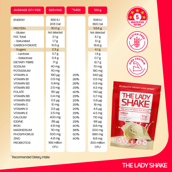 The Lady Shake Meal Replacement Vanilla 840g