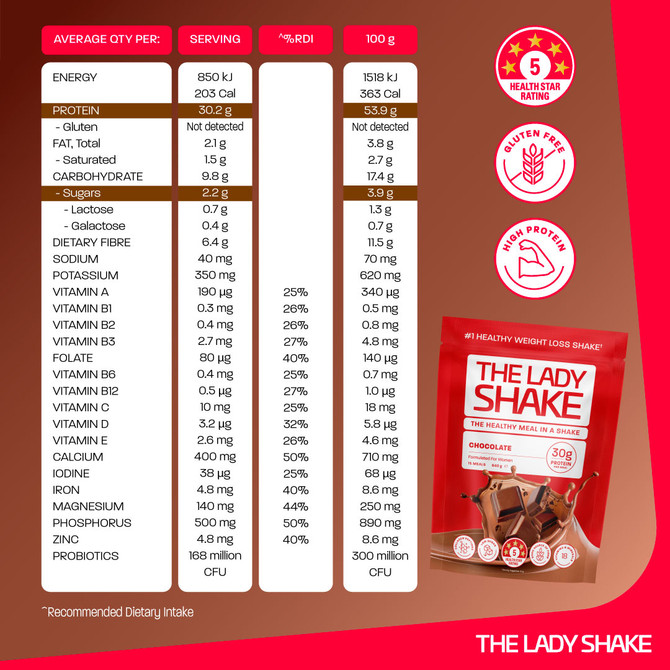 The Lady Shake Meal Replacement Chocolate 840g