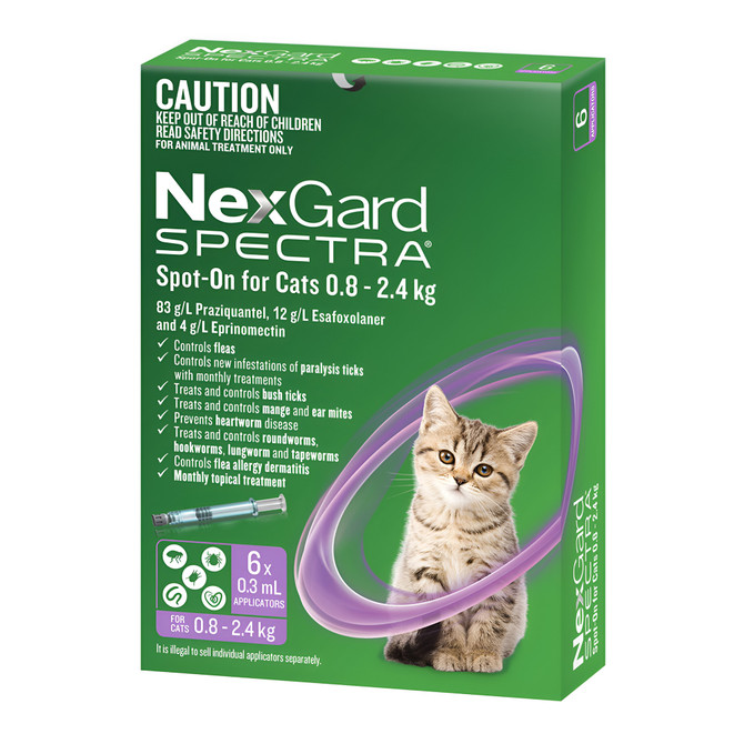 Nexgard Spectra Spot On For Cats 0.8 - 2.4kg 6 Pack
