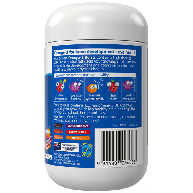 Nature's Way Kids Smart Bursts High DHA Omega-3 Fish Oil Trio 60s