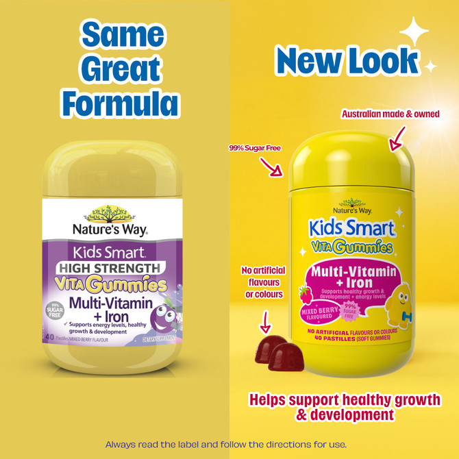 Nature's Way Kids Smart High Strength Vita Gummies Multi-Vitamin + Iron 40s