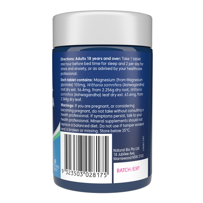 Bioglan Magnesium + Ashwagandha 60s