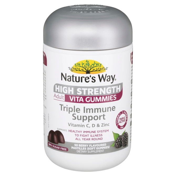 Nature's Way High Strength Adult Vita Gummies Triple Immune Support 50's