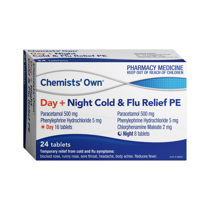 Chemists Own Day + Night Cold & Flu Relief PE Tablets 24