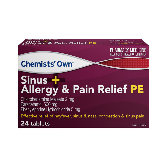 Chemists Own Sinus + Allergy & Pain Relief PE Tablets 24