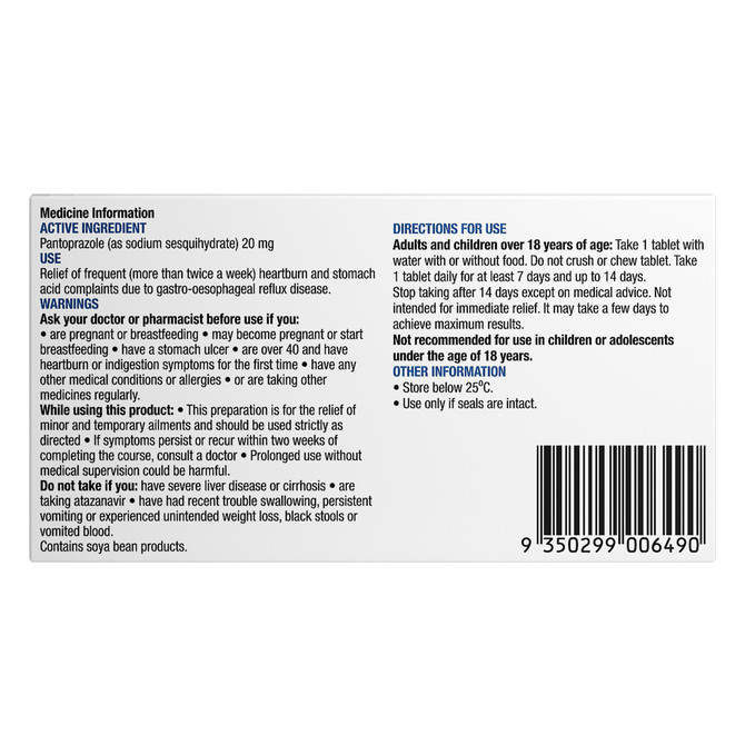 Chemists' Own Heartburn Relief Pantoprazole Tablets 20mg 14s