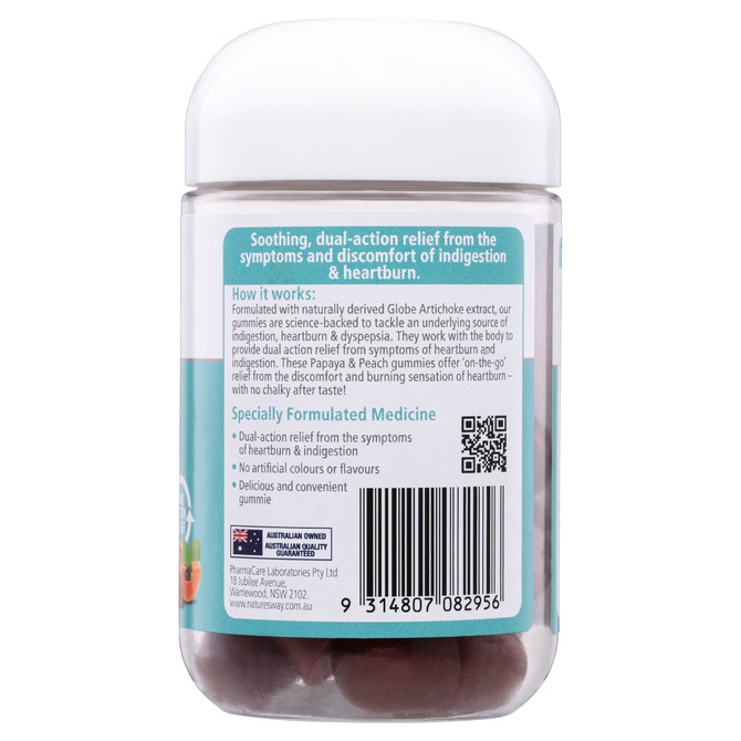 Nature's Way Medicinal Vita Gummies Indigestion & Heartburn Relief Papaya & Peach30 Pack