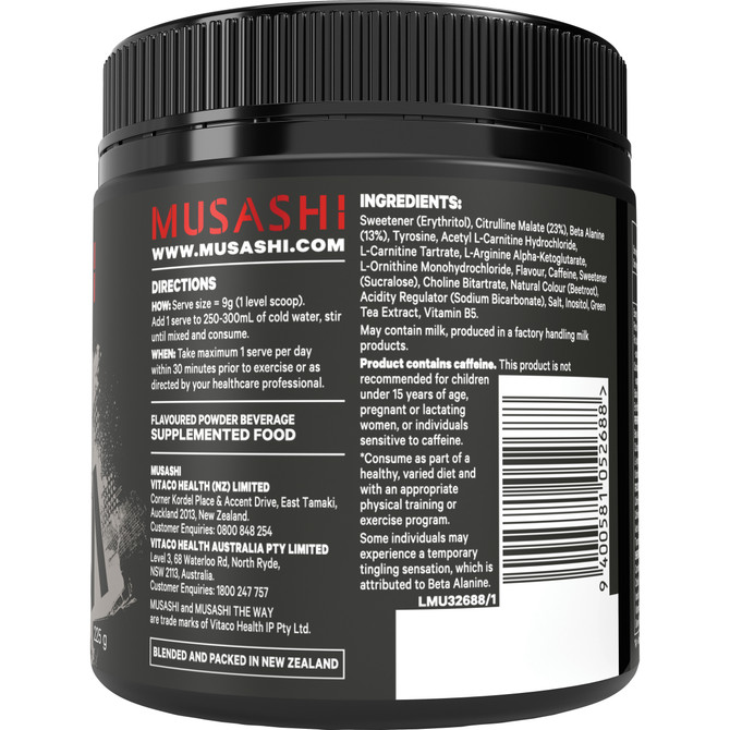Musashi Pre Workout Shred Watermelon 225G