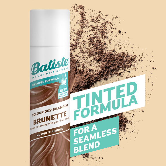 Batiste Brunette Dry Shampoo |Peach & Vanilla Praline Fragrance | Tinted Formula |No white residue | 350mL