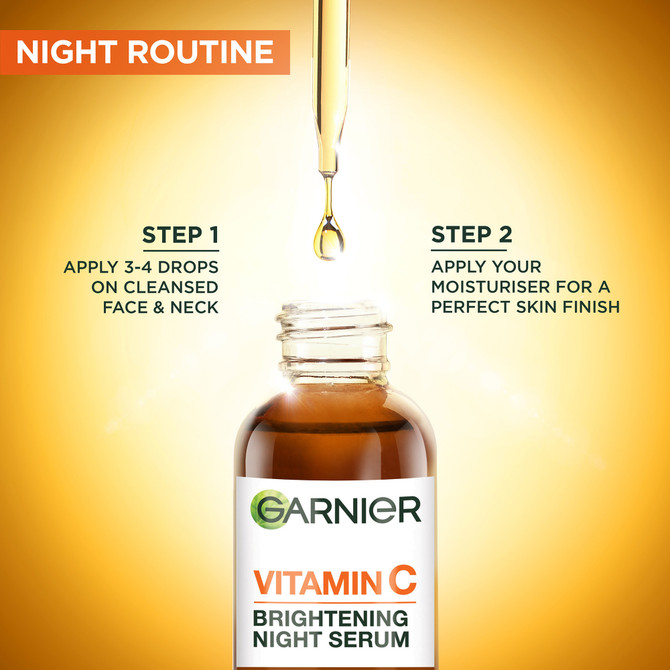 Garnier Vitamin C Brightening Night Serum 30mL, Radiance Boosting Overnight Facial Serum