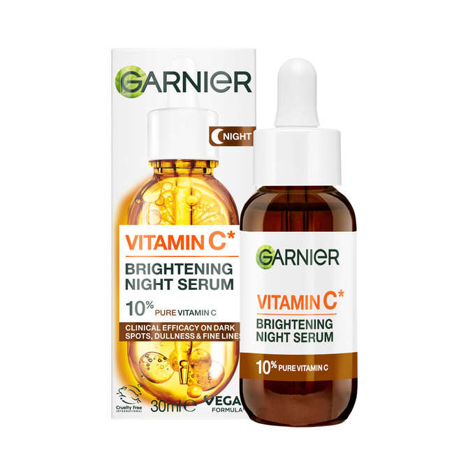 Garnier Vitamin C Brightening Night Serum 30mL, Radiance Boosting Overnight Facial Serum