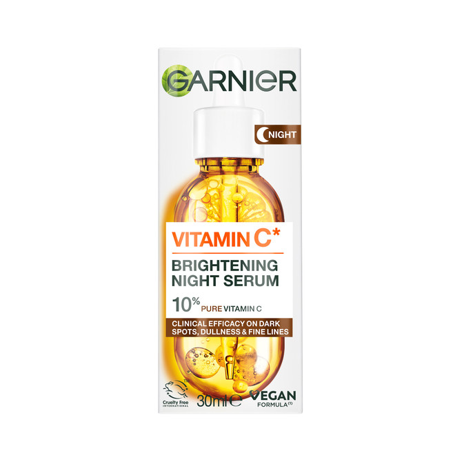 Garnier Vitamin C Brightening Night Serum 30mL, Radiance Boosting Overnight Facial Serum