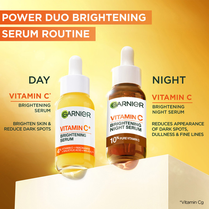 Garnier Vitamin C Brightening Night Serum 30mL, Radiance Boosting Overnight Facial Serum