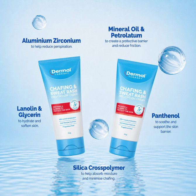 Dermal Therapy Chafing & Sweat Rash Prevention Cream 75g