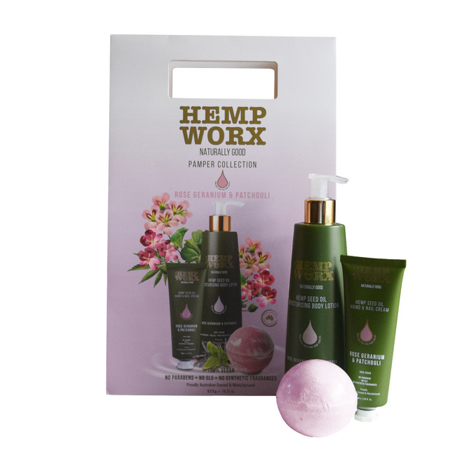 Hemp Worx Rose Geranium & Patchouli Pamper Gift Set