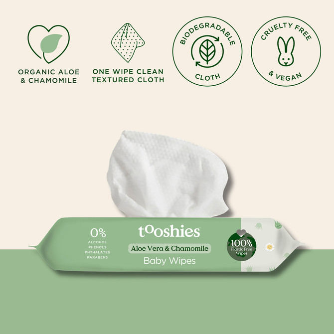 tooshies Eco Wipes Aloe Vera & Chamomile Baby Wipes 70pk