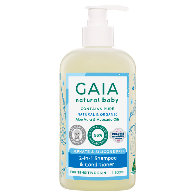 GAIA Natural Baby 2 in 1 Shampoo & Conditioner 500mL