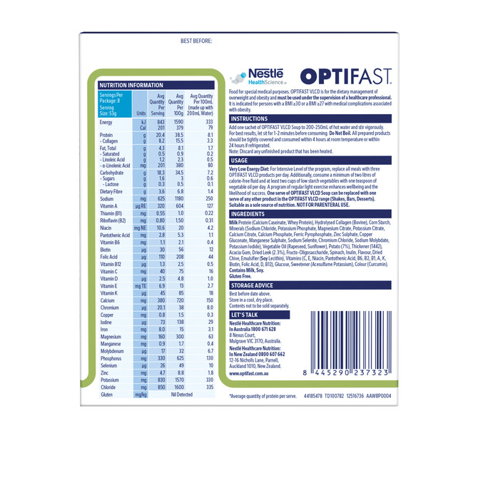 OPTIFAST VLCD Soup Potato and Leek (8 Pack) 424g
