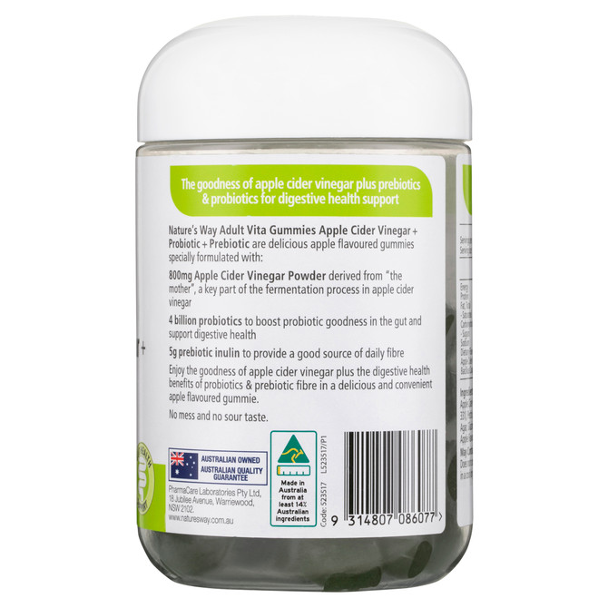 Nature's Way Adult Vita Gummies Apple Cider Vinegar + Probiotic + Prebiotic 50s