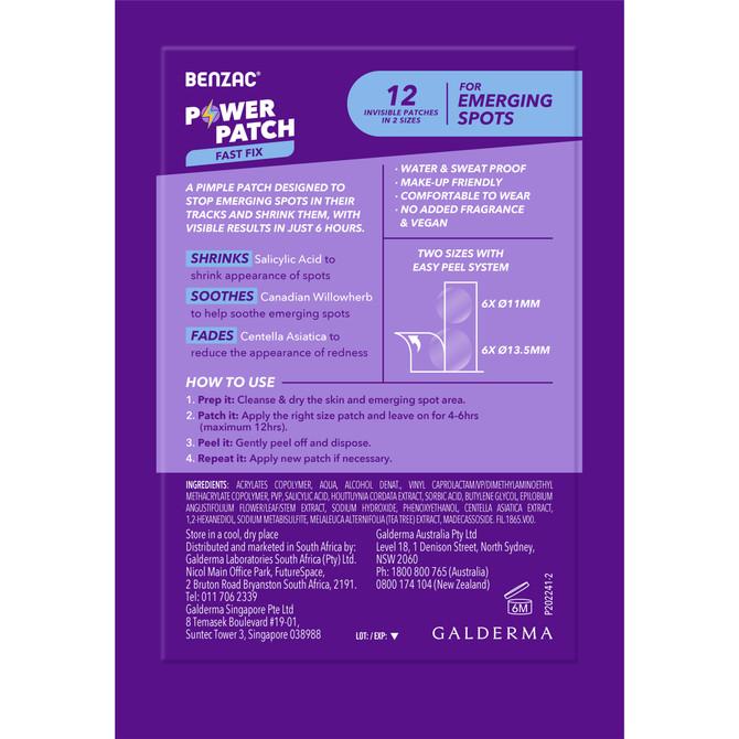Benzac 3-in-1 Power Patch, Salicylic Acid Pimple Patches, For All Skin Types