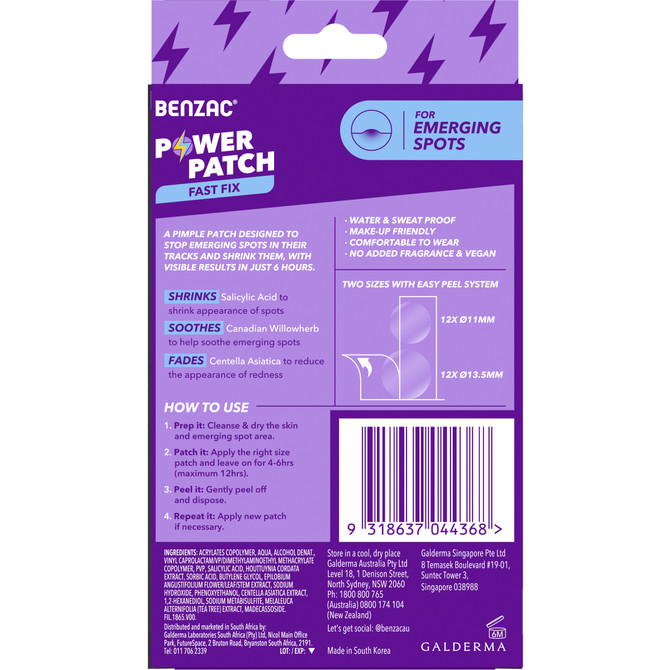 Benzac 3-in-1 Power Patch, Salicylic Acid Pimple Patches, For All Skin Types