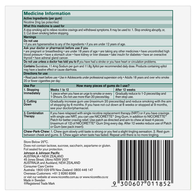 Nicorette Quit Smoking Regular Strength Nicotine Gum Freshfruit 150 Pack