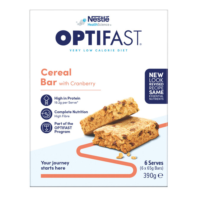 OPTIFAST VLCD Bar Cereal with Cranberry 6 Pack 390g