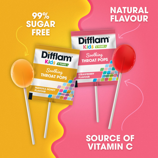 Difflam Kids Soothing Throat Pops Honey and Lemon 10 Pack 