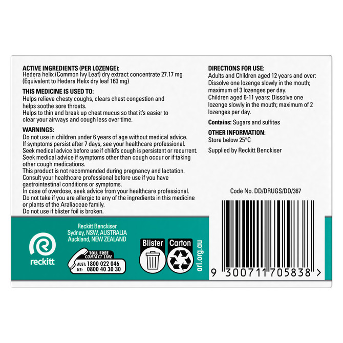 Strepsils Herbal Chesty Cough+ Triple Relief Sore Throat Lozenges Honey Lemon 32s