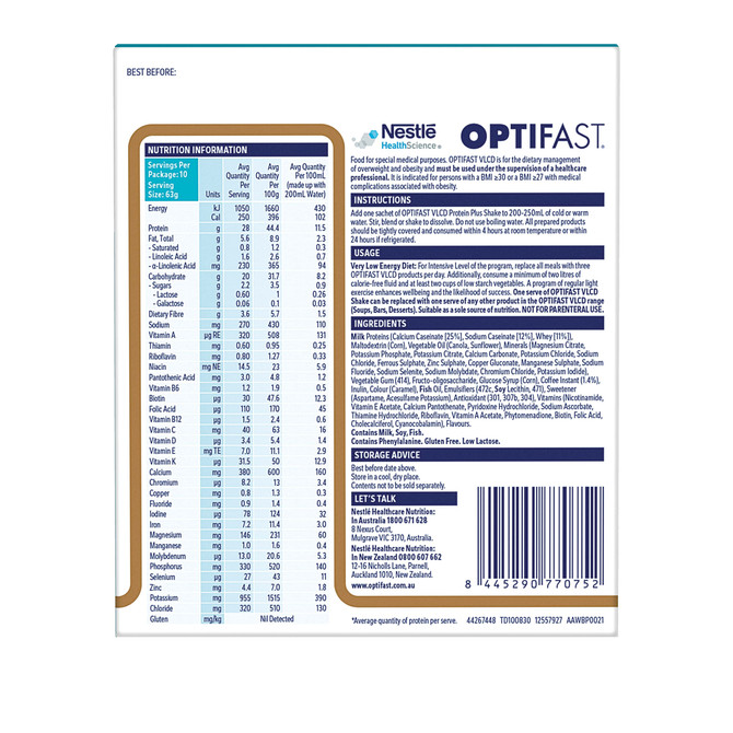 OPTIFAST VLCD Protein Plus Classic Coffee Flavour Shake 10 Pack 630g