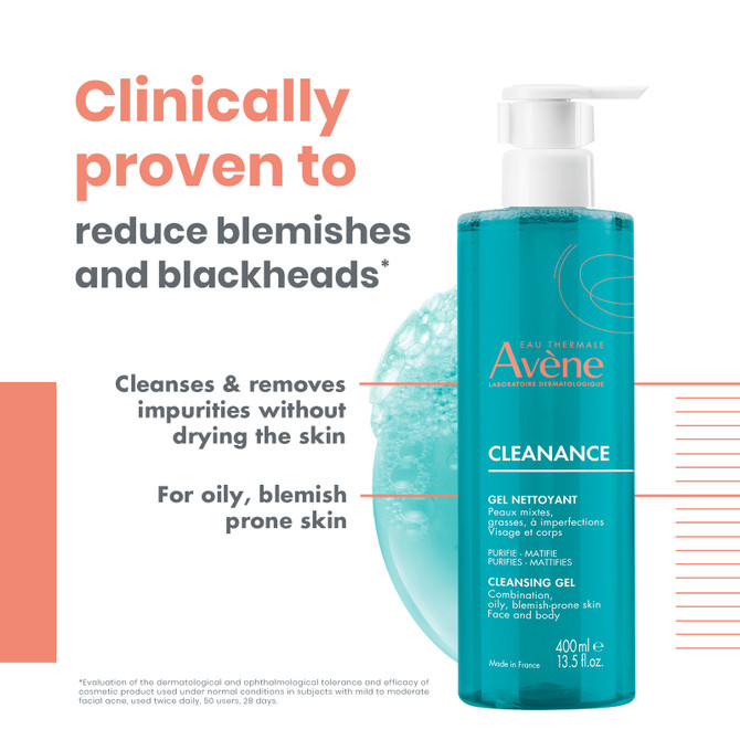 Avène Cleanance Cleansing Gel Cleanser I Face wash for Acne & Oily Skin on the Face & Body- 400ML