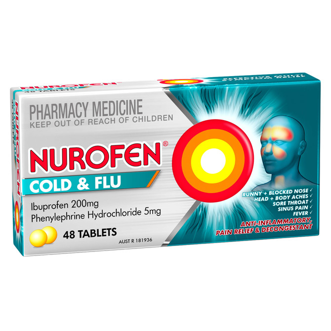Nurofen Cold and Flu Multi-Symptom Relief Tablets 200mg Ibuprofen 48 Pack