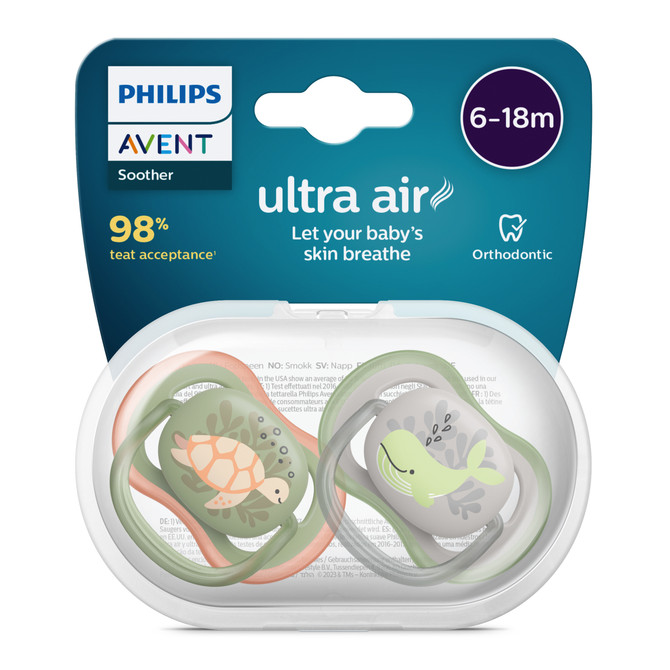Philips Avent Ultra Air Soother, 6-18 months, Deco Mixed, 2-pack, SCF085/40
