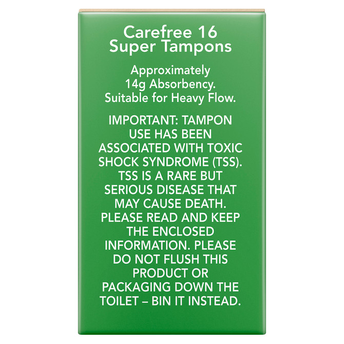 Carefree Organics Super Tampons 16 Pack