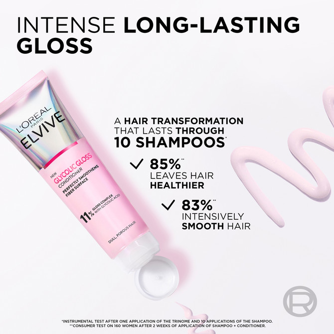 L'Oréal Paris Elvive Glycolic Gloss Conditioner with 11% [Gloss Complex] with Glycolic Acid for Dull Hair 150 ml