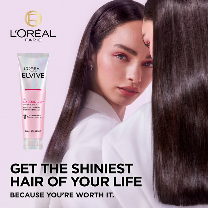 L'Oréal Paris Elvive Glycolic Gloss Conditioner with 11% [Gloss Complex] with Glycolic Acid for Dull Hair 150 ml
