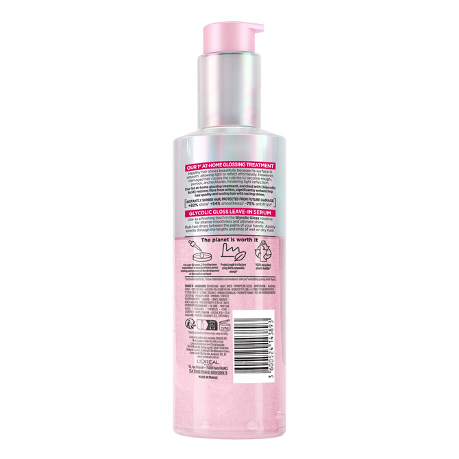 L'Oréal Paris Elvive Glycolic Gloss Leave-in at-home glossing treatment 14% gloss complex with glycolic acid for Dull Hair  

