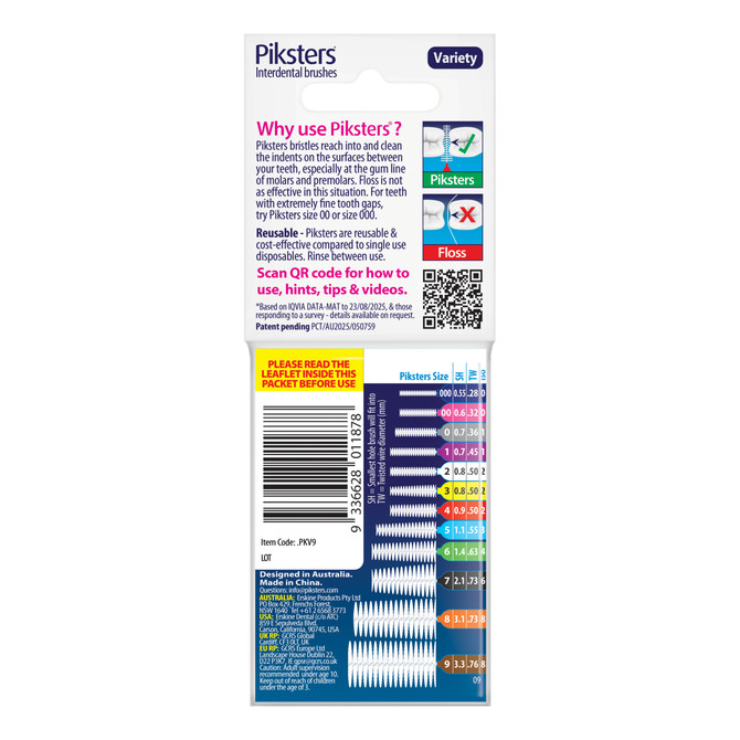 Piksters Interdental Brushes Variety 9pk