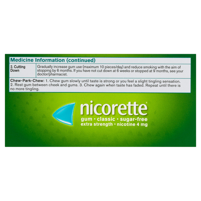 Nicorette Quit Smoking Extra Strength Nicotine Gum Classic 75 Pack