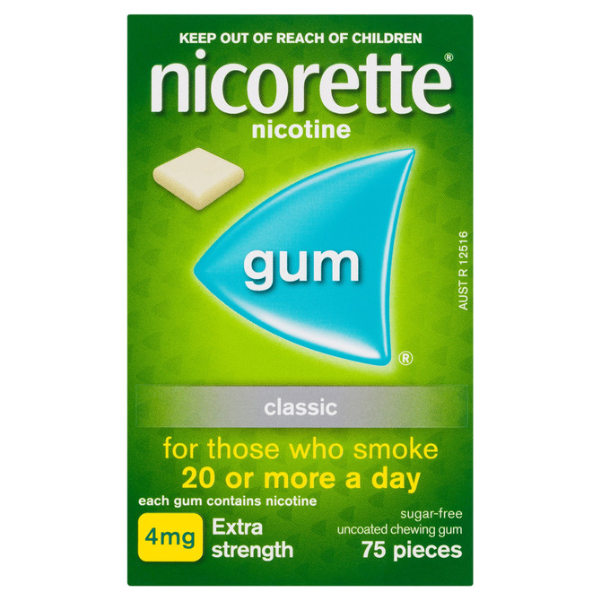 Nicorette Quit Smoking Extra Strength Nicotine Gum Classic 75 Pack