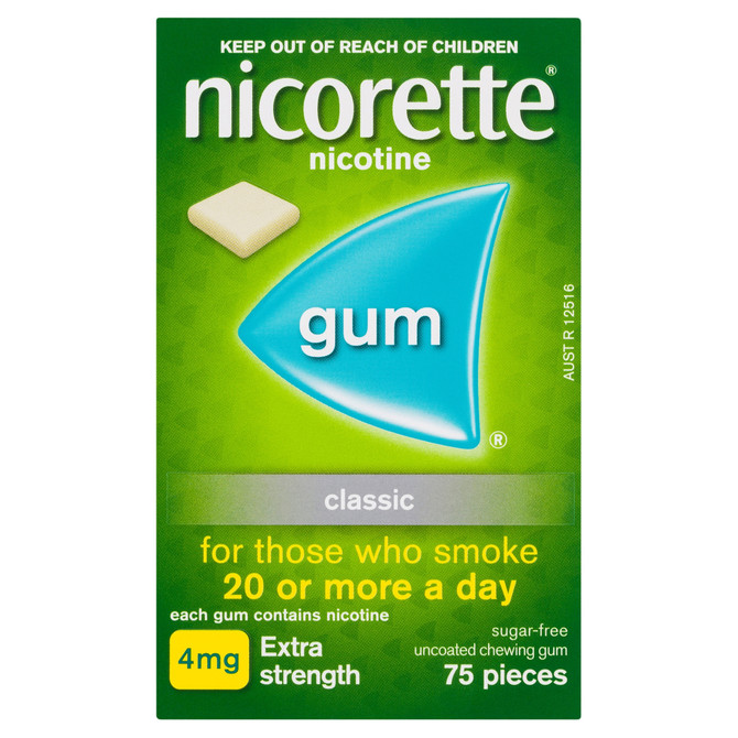 Nicorette Quit Smoking Extra Strength Nicotine Gum Classic 75 Pack