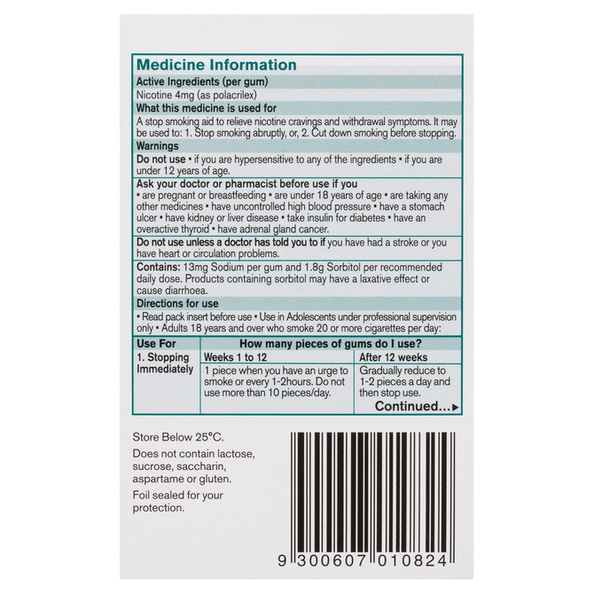 Nicorette Quit Smoking Extra Strength Nicotine Gum Classic 75 Pack